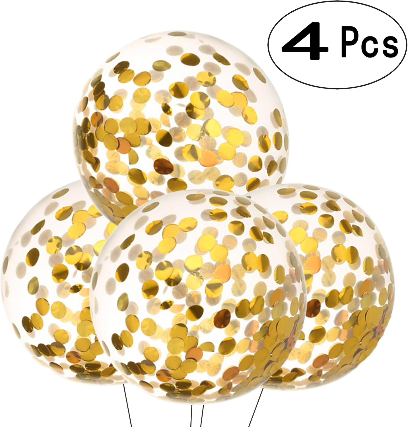 Glitter Gold Round Confetti Balloons 36 inch Clear Latex Helium Confetti Balloons