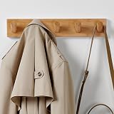 LARHN Wooden Coat Hooks Wall Mounted Coat Rack 5 XL Hooks 42cm