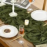 Artoid Mode Boho Olive Green Gauze Table Runner 300 cm Polyester view 5