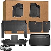 Floor Mats Full Set for Dodge Grand Caravan 2008-2020 & for Chrysler Town & Country 2008-2016(ONLY Stow'n Go), TPE All Weather Protection Custom Fit Floor Liners & Backrest Mat & Cargo Liner