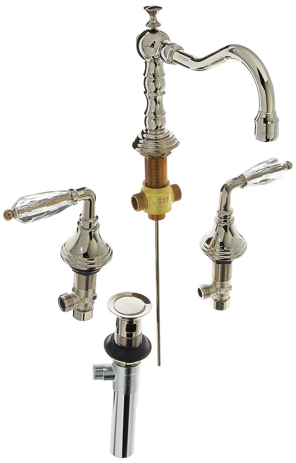 Jado 853/278/150 Victorian Widespread Lavatory Faucet, Crystal Levers