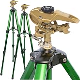 Hourleey 2 Pack Impact Sprinkler on Tripod, Rotating Water Sprinklers for Yard Lawn and Garden, Heavy Duty 360 Degree Irrigation Sprinkler with Zinc Head and 3/4" Connector for Outdoor