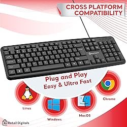Retail Digitals Wired Keyboard | Full-Sized