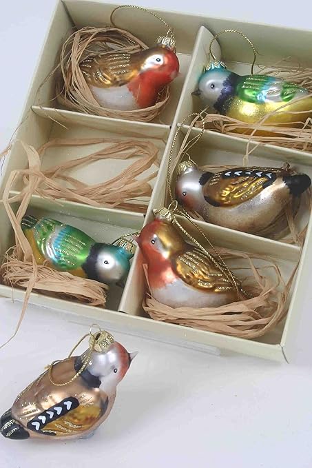 Set Of 6 Vintage Style Bird Robin Bluetit Finch Christmas Easter