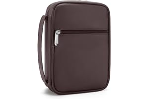 Aburbe Small Bible Cover Case for Women and Men, 9x6 PU Leather Bible Sleeve, Compact Travel Bible Carrier Bag with Front Pen Holders, Zipper Closure, Inner Pockets - Coffee Brown