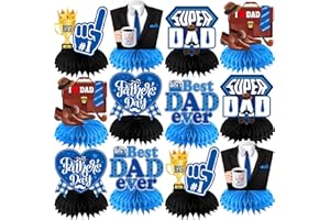 BISWITER Father's Day Decorations Honeycomb Centerpiece, 12 Pcs Fathers Day Table Decorations, 12 Pcs 3D Double-sided Fathers Day Table Decor, Fathers Day Decorations for Fathers Day Party