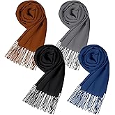 Shyyween 4 Pcs Winter Scarf for Women Men Soft Winter Blanket Scarves Warm Large Shawls and Wraps Tassel Edge