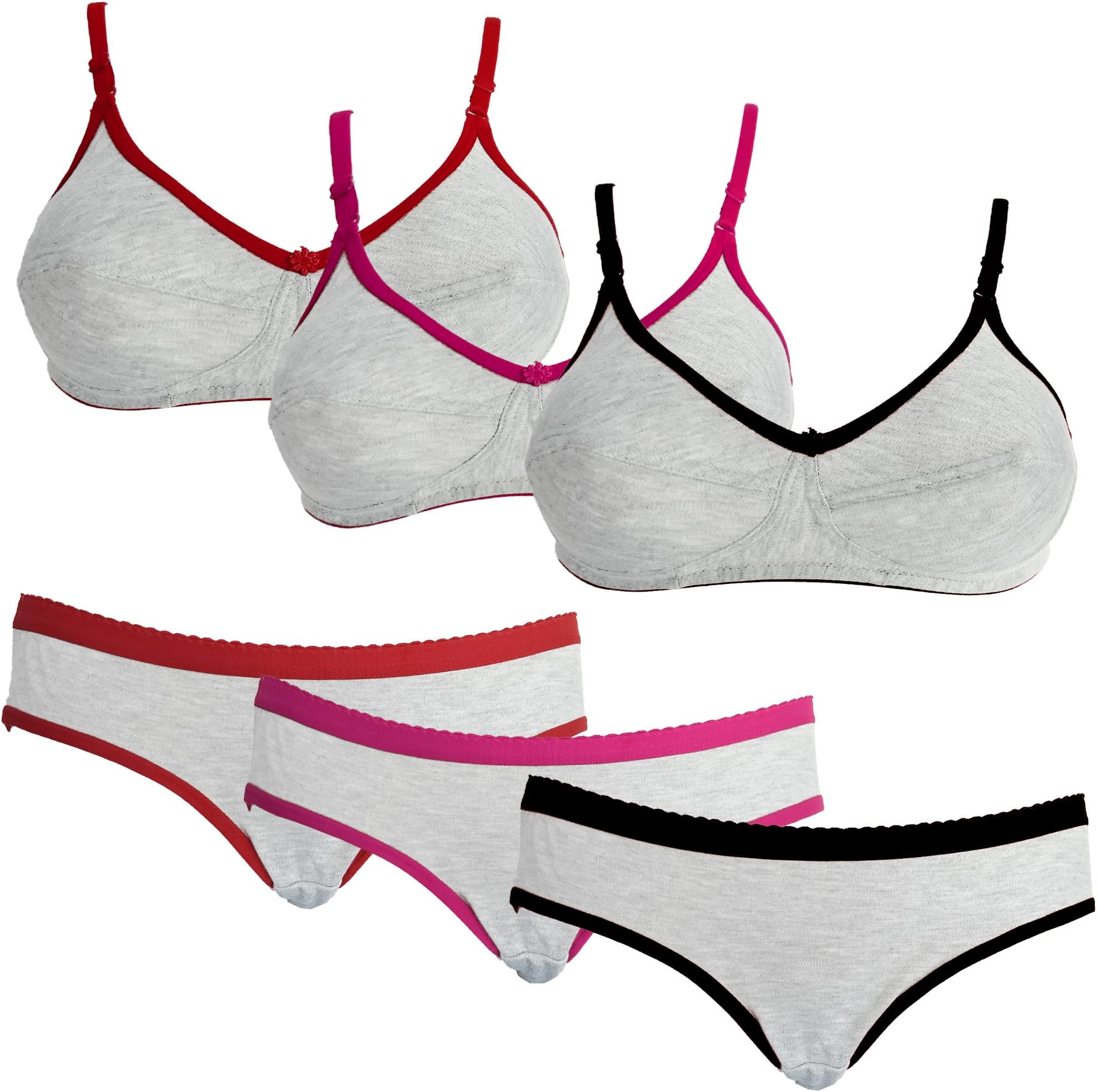 Baremoda Combo of Bra and Panty Set Pack of 3 (Multi)