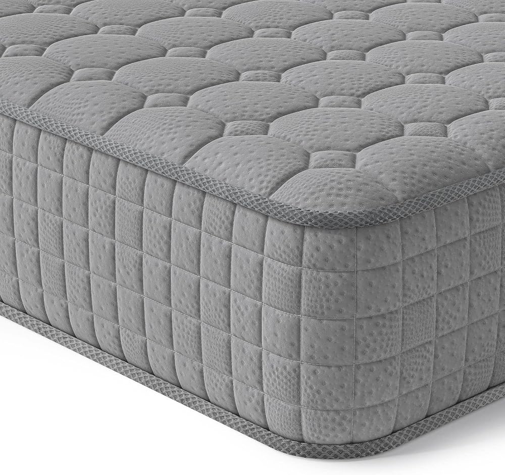 Vesgantti 3ft Single Mattress 10 Inch Hybrid Memory Foam Pocket Spring Grey