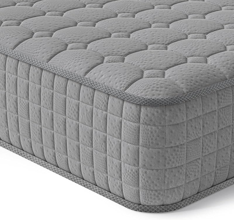 Vesgantti 3ft Single Mattress 10 Inch Hybrid Memory Foam Pocket Spring Grey