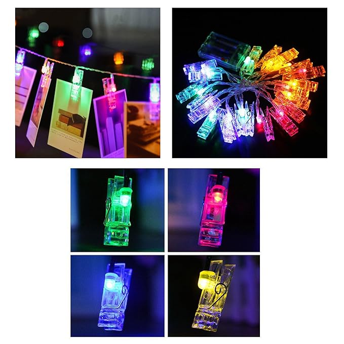 LED Clips Remote String Lights| TANGO FORTUNE 10 Clips LEDs Battery Operated Multi String Lights| 5 Feet Multi