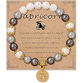 GLMOCM Zodiac Signs Spirit Bracelet Zodiac Bracelet for Women Men Adjustable 12 Constellation Bracelet White and Grey Pearl Beaded Stretch Bracelet Constellation Charm Bracelet Birthday Jewelry Gifts