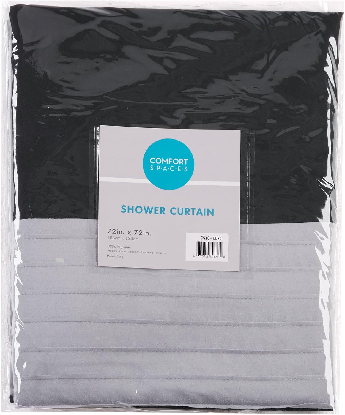 Comfort Spaces Windsor Bathroom Shower Pieced Ruffle Pattern Modern Elegant Microfiber Fabric Bath Curtains, 72"x72", Black Grey: Home & Kitchen