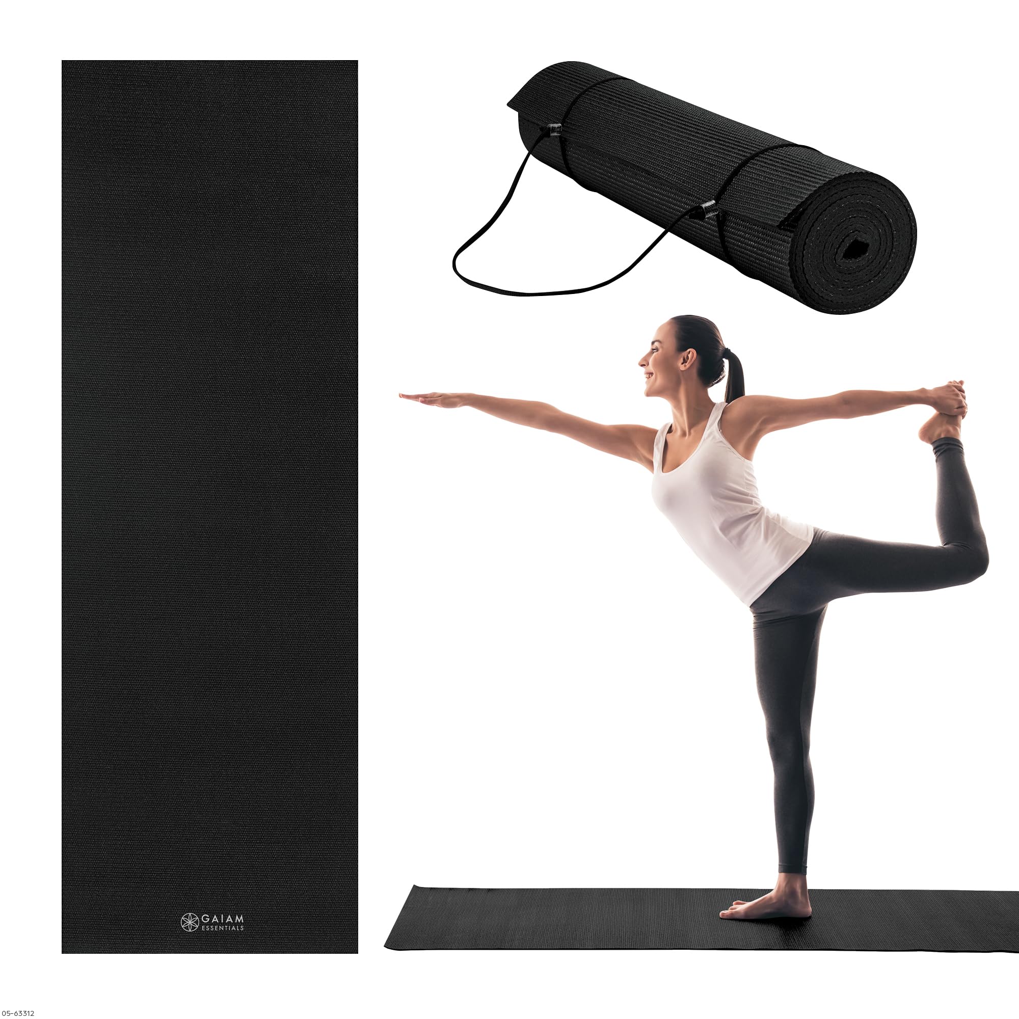 Photo 1 of Differebt Color***Gaiam Essentials Premium Yoga Mat with Carrier Sling, Black, 72 InchL x 24 InchW x 1/4 Inch Thick