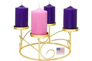 ELITE HOLIDAY PRODUCTS Christmas Advent Wreath Ring Candle Holder for Pillar Advent Candles –Gold -Advent Season X-mas Advent Candle Centerpiece Decor - Advent Calendar Decoration