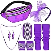 80s Accessories for Women Lace Headband Earrings Necklace Bracelet Gloves Leg Warmers Pack for 80s Outfit Party Set