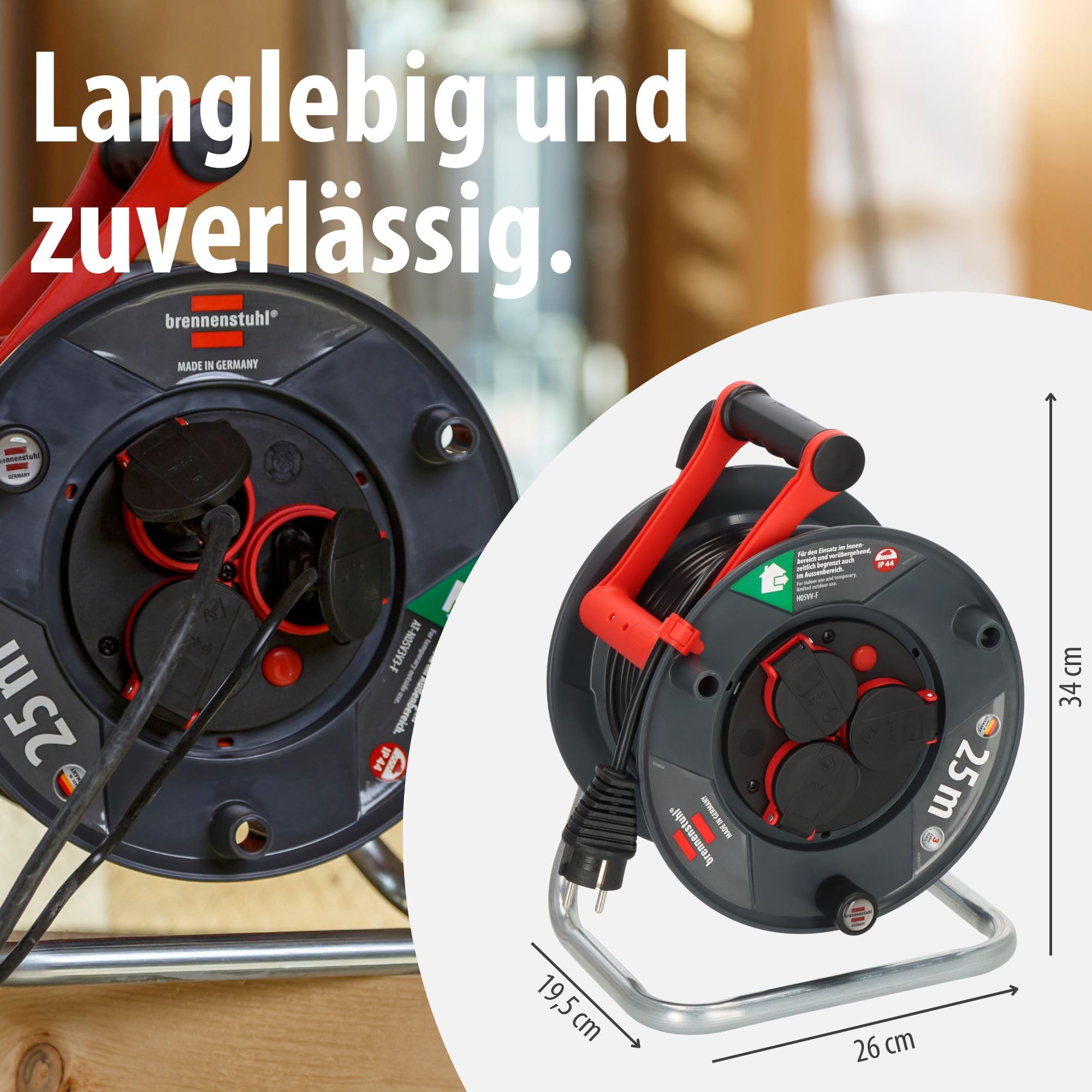 Brennenstuhl Garant V2 IP44 Kabeltrommel 25m outdoor, Kabel: H05VV-F3G1,5 7