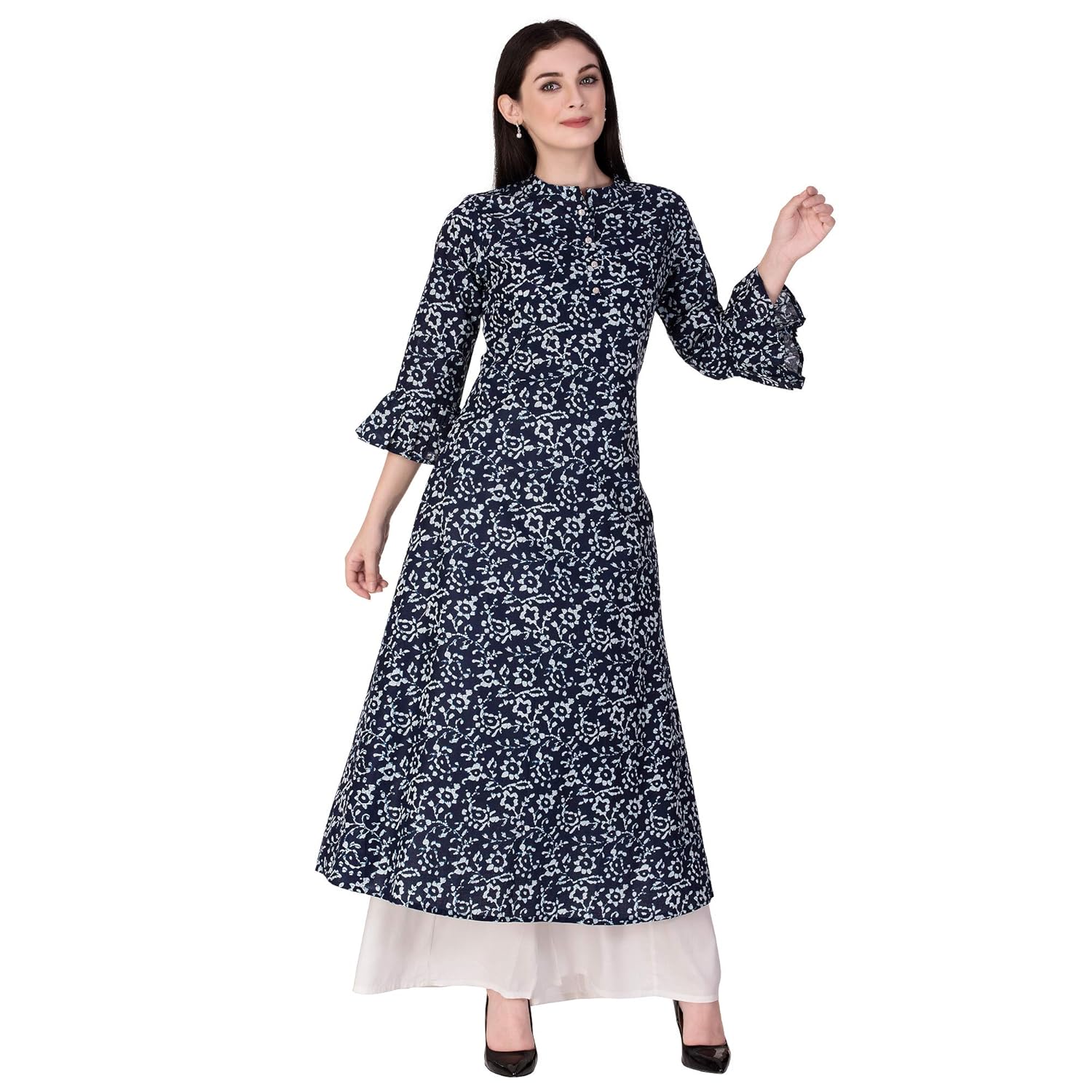 crazora women's cotton printed a-line kurta with palazzo set