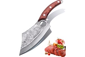 Boning Knife for Meat Cutting, Viking Knife Caveman Ultimo-Hand Forged Full Tang Knife for Kitchen or Camping Christmas Gift