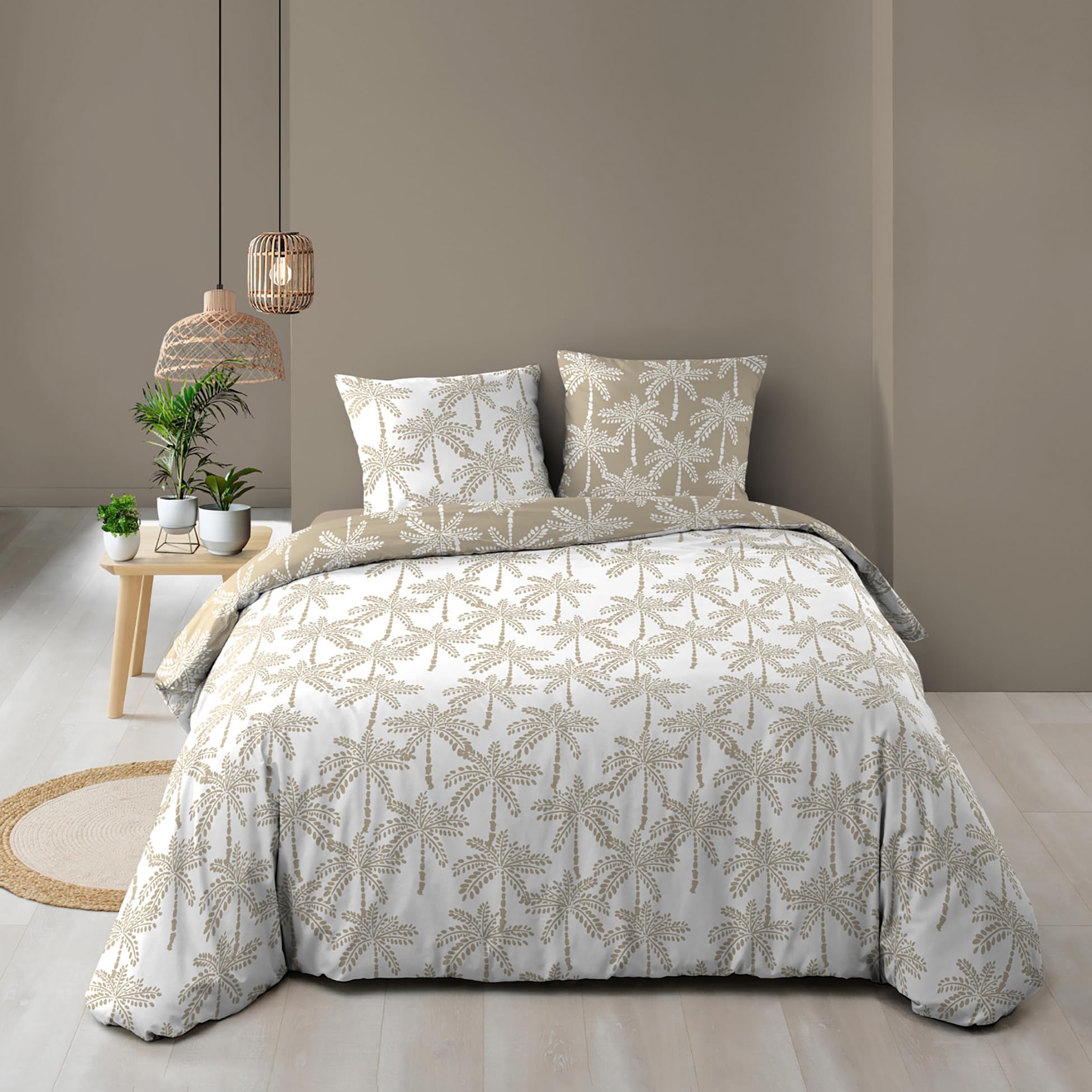 Douceur d'Intérieur, Oliana 3-Piece Reversible Bedding Set (260 x 240 cm) - 100% Cotton