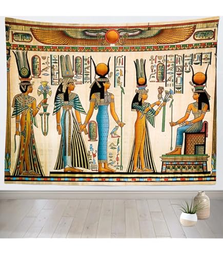 Tapisserie Murale Déesse égyptienne Bastet Ine Ive - 203x152 Cm, Polyester, Motif Temple Et Pyramides - 5