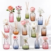 15Pack Colorful Glass Bud Vases,Bulk Mini Small Colored Vintage Vases | Colored bud vases with Jute Twine for Wedding Centerpieces,Home Table Decor,Party,Birthday Gift (Pink,Amber,Blue,Green)