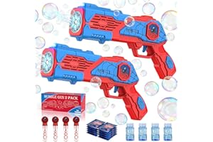 2PCS Bubble Gun for Kids, Spider Bubble Machine Gun with 4 Bubble Solution, Outdoors Toy, Easter, Halloween, Christmas, Party