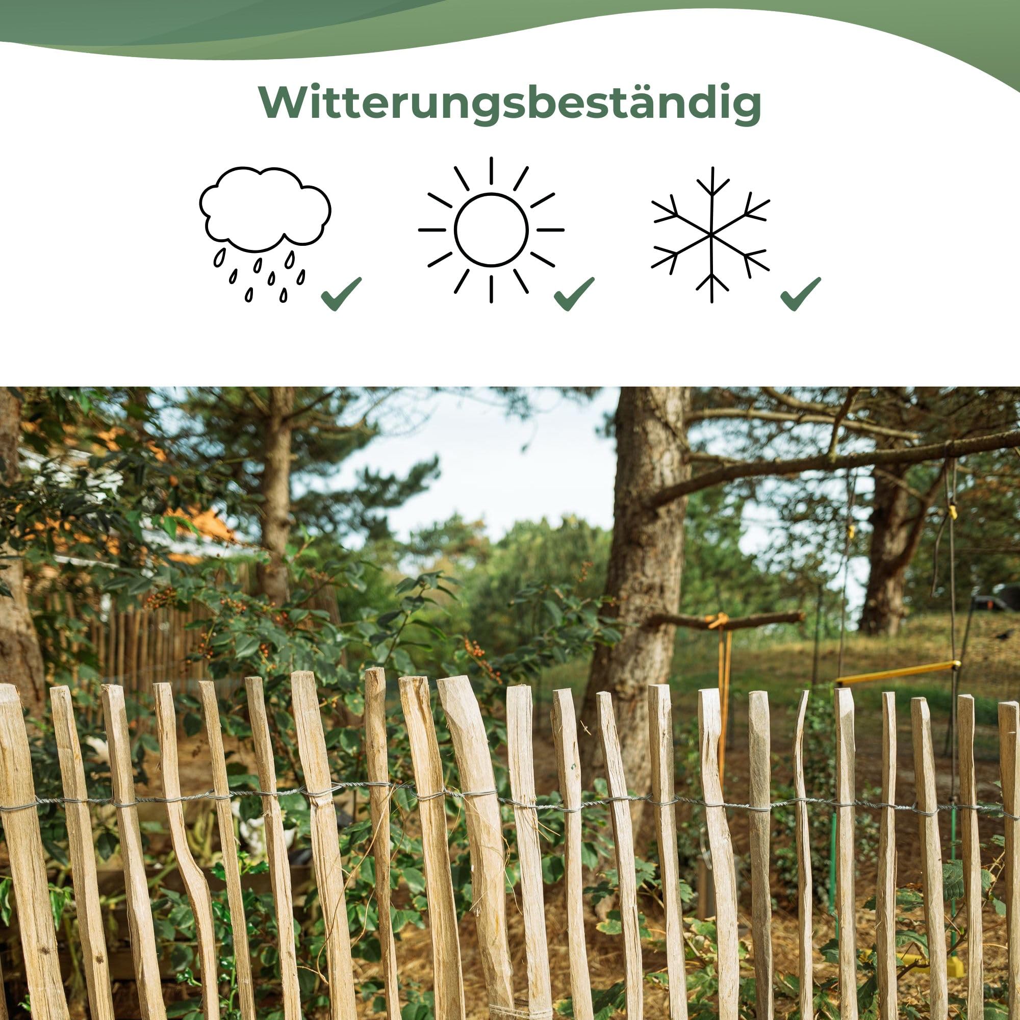 Creative Home Staketenzaun 80cm hoch und 5m lang | Lattenabstand 7-9 cm 5