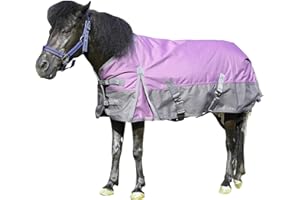 Gallopoff 1200D Ripstop Mini Horse/Pony Blanket, Medium Weight 200g Fill - Waterproof Breathable Warm Winter Turnout Blanket for Foal/Weanling/Yearling/Donkey/Mule Violetgrey 57
