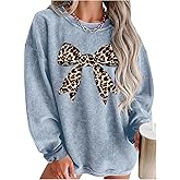 GORGLITTER Women's Oversized Bow Sweatshirt Long Sleeve Crewneck Pullover Top Aesthetic Casual Workout Going Out Outfits