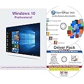 9th & Vine Windows 10 Professional Compatible 32/64 DVD with Key Install, Recover, Restore, Repair DVD Plus Drivers Pack and 