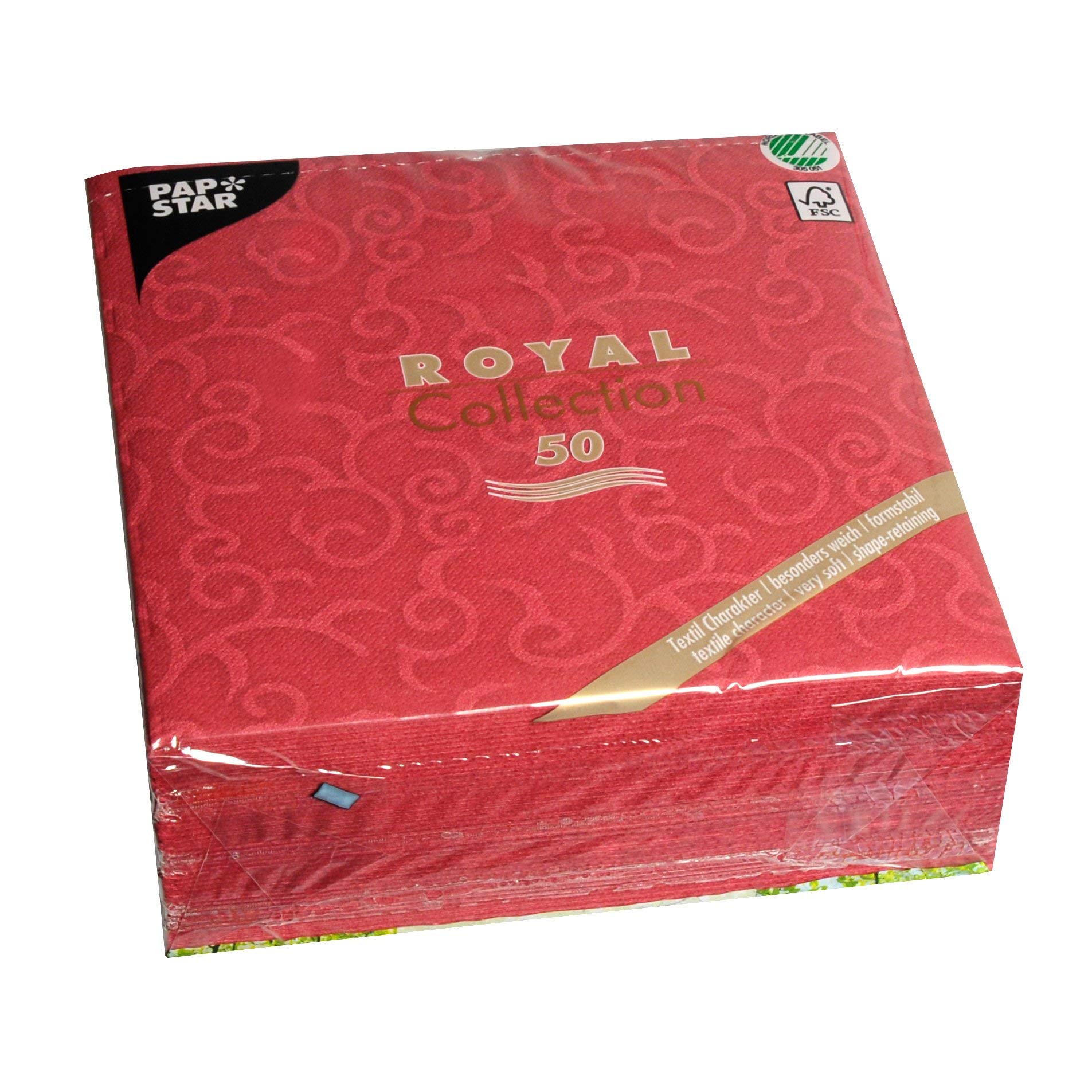 Papstar, Royal Collection #84880 Napkins 1/4 Fold 40 cm x 40 cm Bordeaux Pack of 50