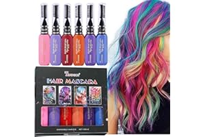 Gorvalin Rainbow Hair Color Chalk for Kids Girls Adult, 6 Washable Colors Temporary Hair Chalk Comb Set for Holiday Birthday Hair Eyebrows Cosplay