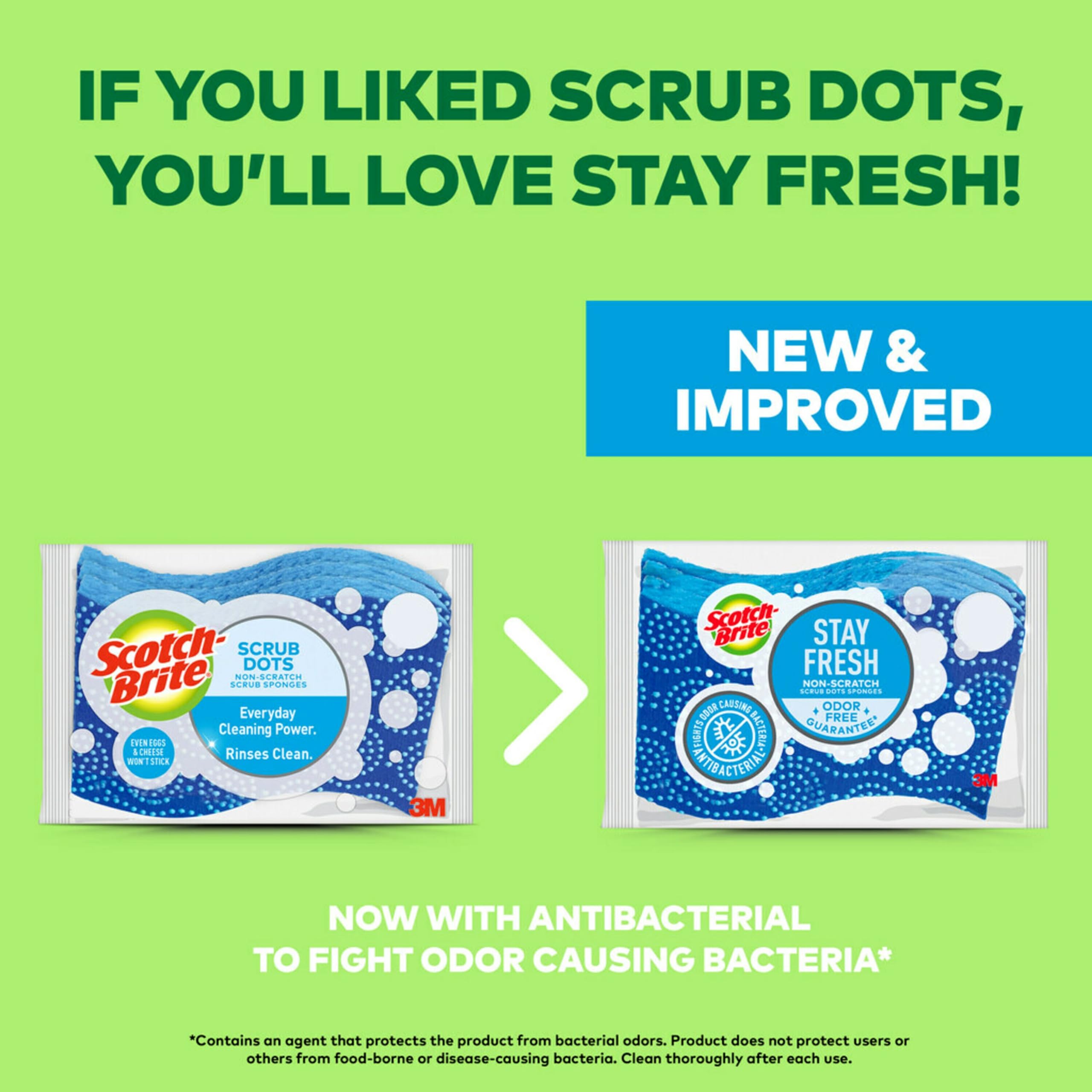 Scotch-Brite Scrub Dots Non-Scratch Scrub Sponges, Sponges for Cleaning Kitchen, Bathroom, and Household, Non-Scratch Sponges Safe for Non-Stick Cookware, 6 Scrubbing Sponges