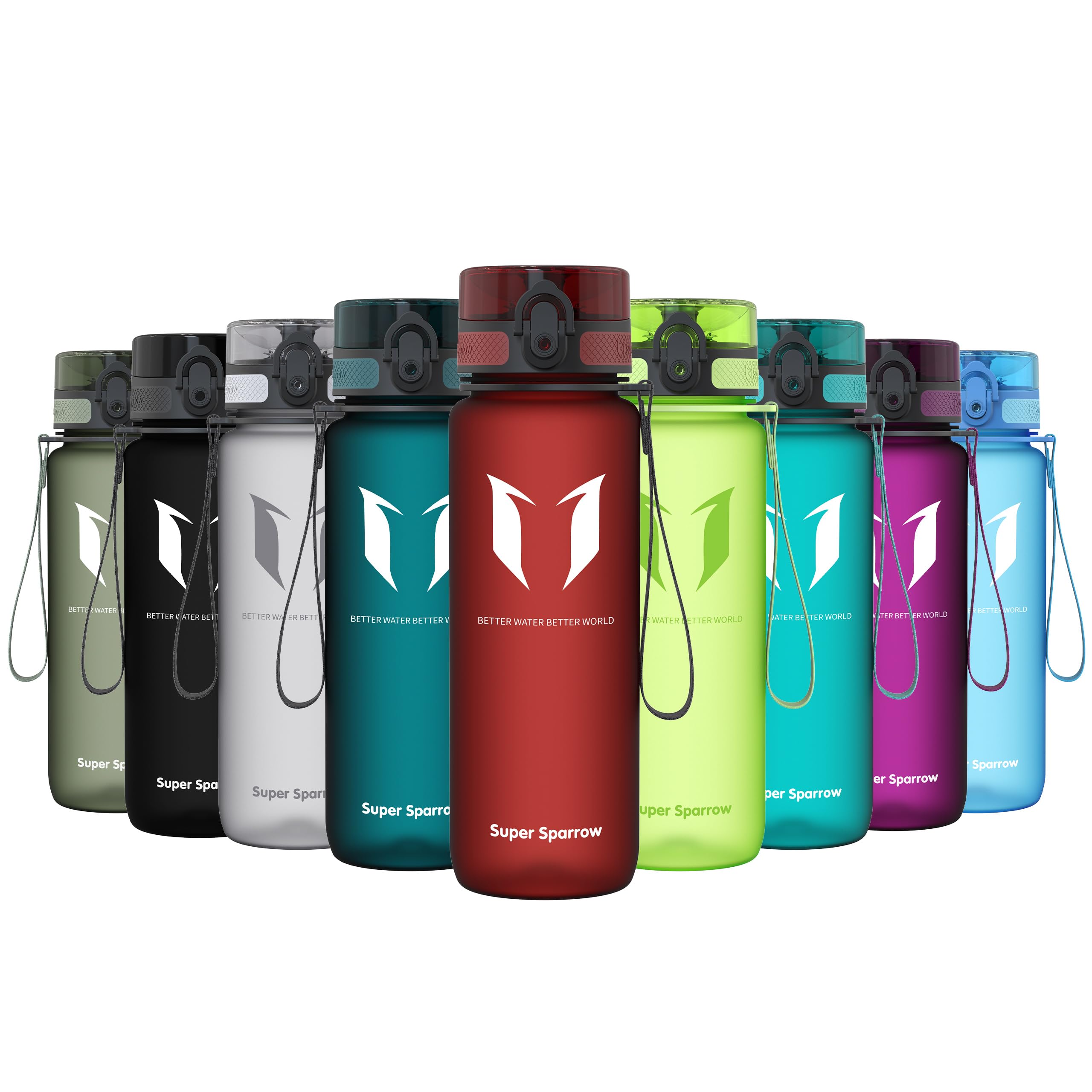Super Sparrow Sports Water Bottle - 750ml - Non-Toxic BPA Free & Eco-Friendly Tritan Co-Polyester Plastic - For Running, Gym, Yoga, Outdoors and Camping