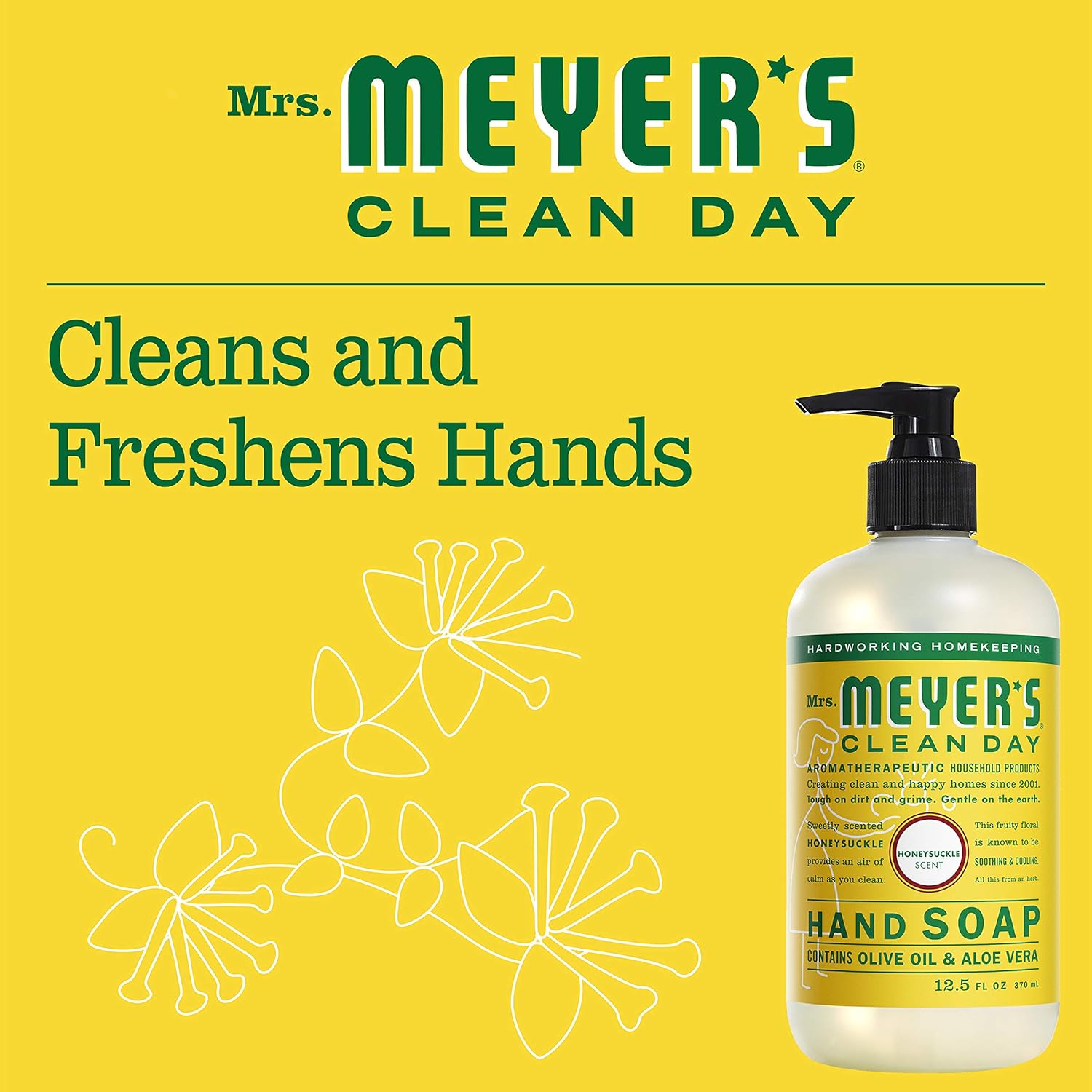 Mrs. Meyer's Clean Day Liquid Hand Soap, Cruelty Free and Biodegradable Formula, Honeysuckle Scent, 12.5 oz- Pack of 3: Health & Personal Care