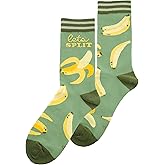 Karma Lets Split Crew Socks - Cute and Funny Socks for Women - Bright and Colorful Designs - One Size Fits Most - Bananas