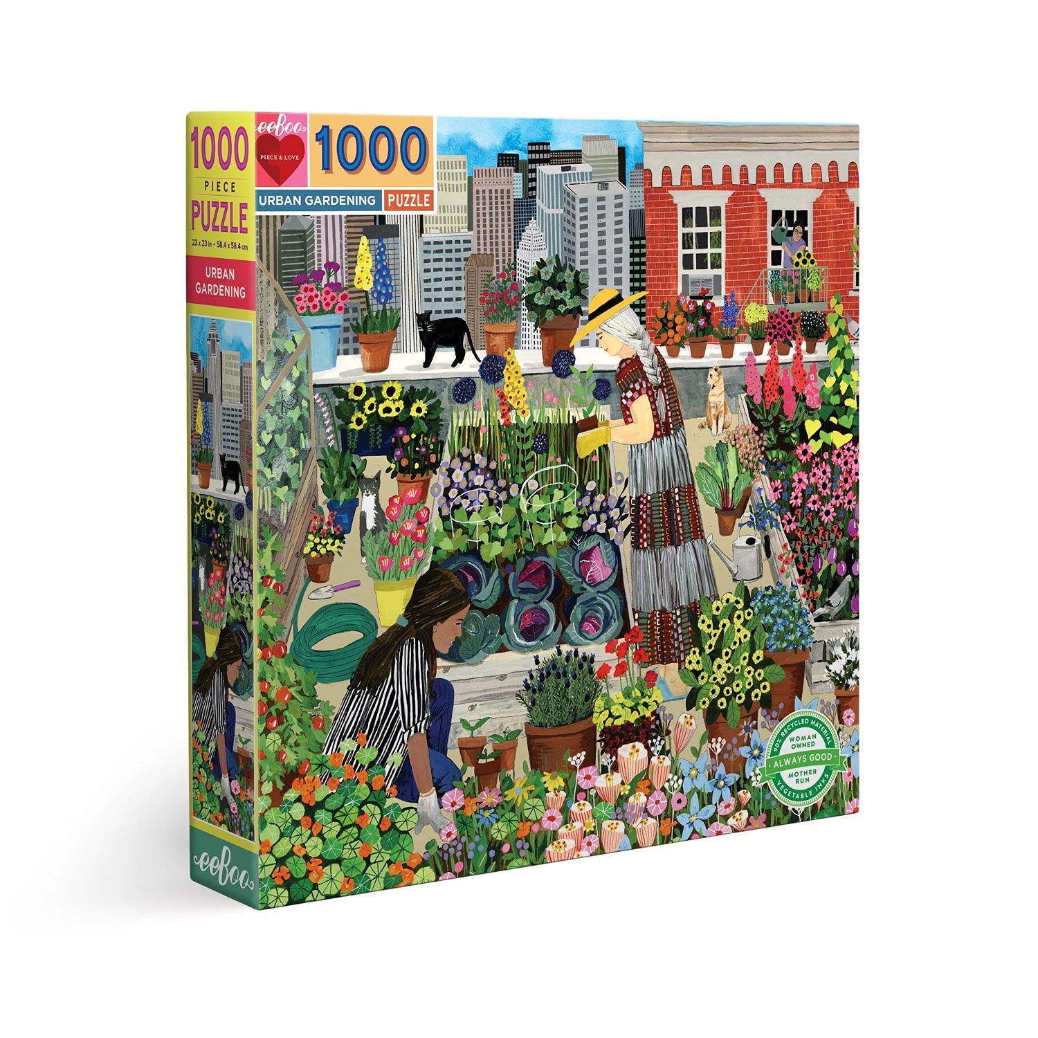 eeBoo Piece and Love Urban Gardening 1000 piece square adult Jigsaw Puzzle