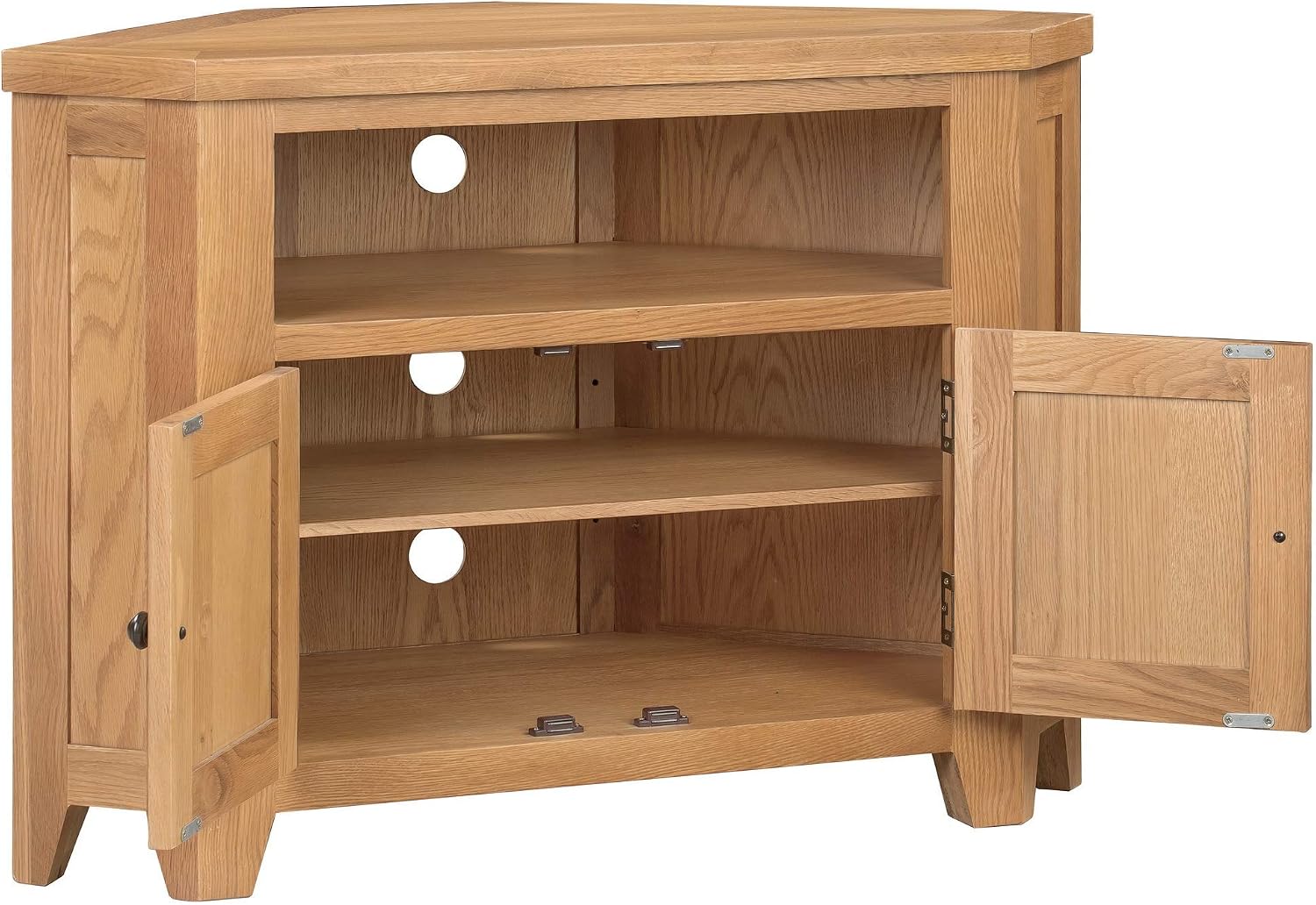 Hallowood Furniture Cotswold Oak Corner TV Unit with Cable Hole and Storage Cupboard - Image 4