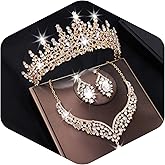 Kamirola Tiaras and Crowns for Women,Tiaras Earrings Necklace, Crystal Bridal Jewelry Set, Costume Party Halloween Prom Pageant Jewelry for Women (TR28)