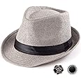 LADYBRO Straw Trilby Fedora Hat for Men 1920s Short Brim Wool Felt Panama Cap 7 1/4
