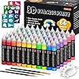 66 Colors Fabric Paint, Shuttle Art 3D Fabric Paint with Stencil and Brushes, Permanent Textile Paint Includes Neon, Metallic, Glitter and Glow in the Dark Paint, Ideal for Clothing and DIY Decoration
