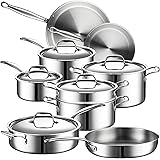 Legend 5 Ply Stainless Steel Cookware Set | 14 Piece Best Heavy Pots and Pans Set | Professional Quality Clad Pan & Pot Cook 