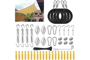 PYINLON Shade Sail Hardware Kit with 4pcs 13ft Nylon Wire Rope, Sun Shade Sail Hardware Kit, 304 Stainless Steel Shade Sail Installation Kit for Triangle Rectangle Shade Sail for Outdoor Patio Garden
