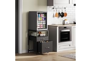 Herture Mini Fridge Stand with 3 Storage, Mini Fridge Cabinet, Beverage Fridge Table, Heavy Duty 18.11" L* 18.11" W Tabletop, for Dorm, Apartment,Office, Bedroom White HB03BXB