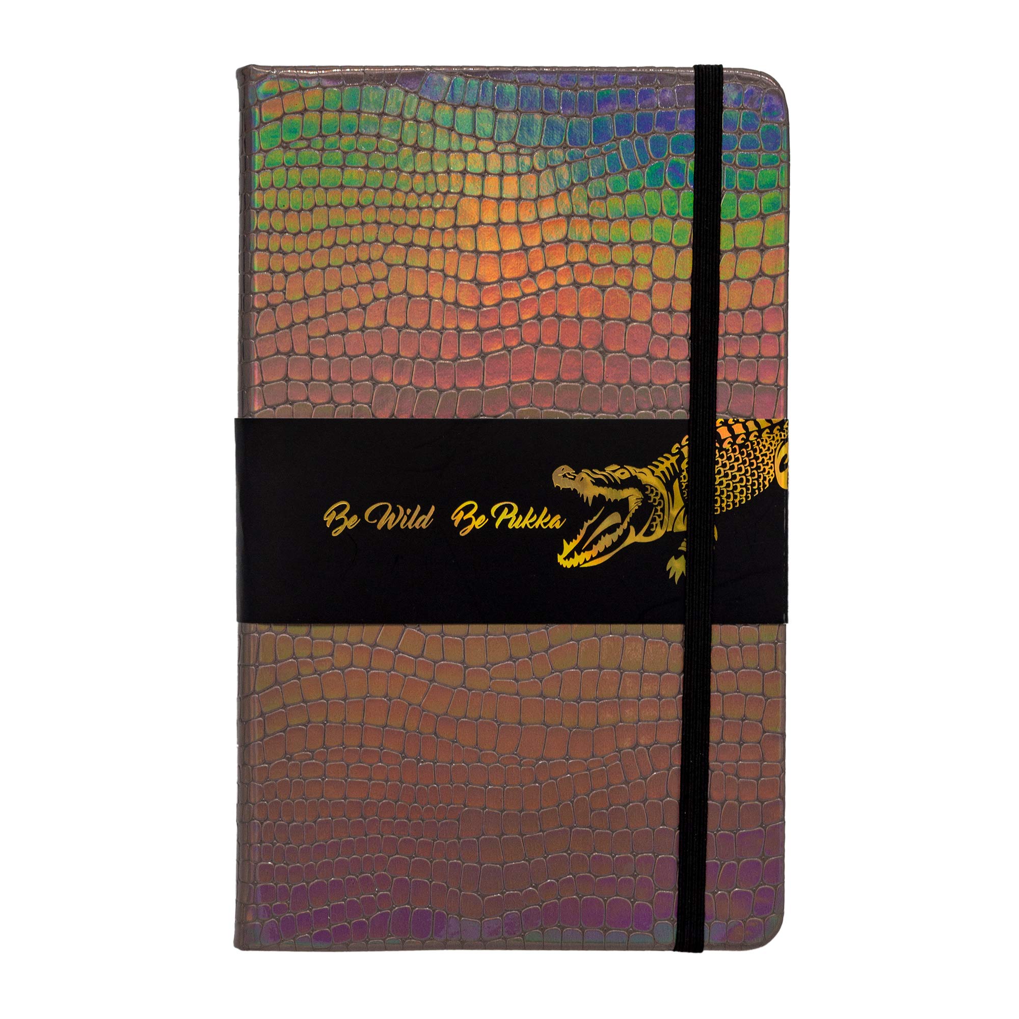 Pukka Pad, Wild Notepad with Pocket - 21.6 x 13.5cm - 96 Sheets of 80GSM Ivory Lined Paper - Crocodile