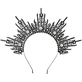 COSUCOS Dark Gothic Halo Crown - Black Witch Headband Sunburst Spiked Sun Goddess Headpiece, Renfaire Fantasy Goth Headwear for Women Renaissance Costmue Halloween Pageant Cosplay Accessorice