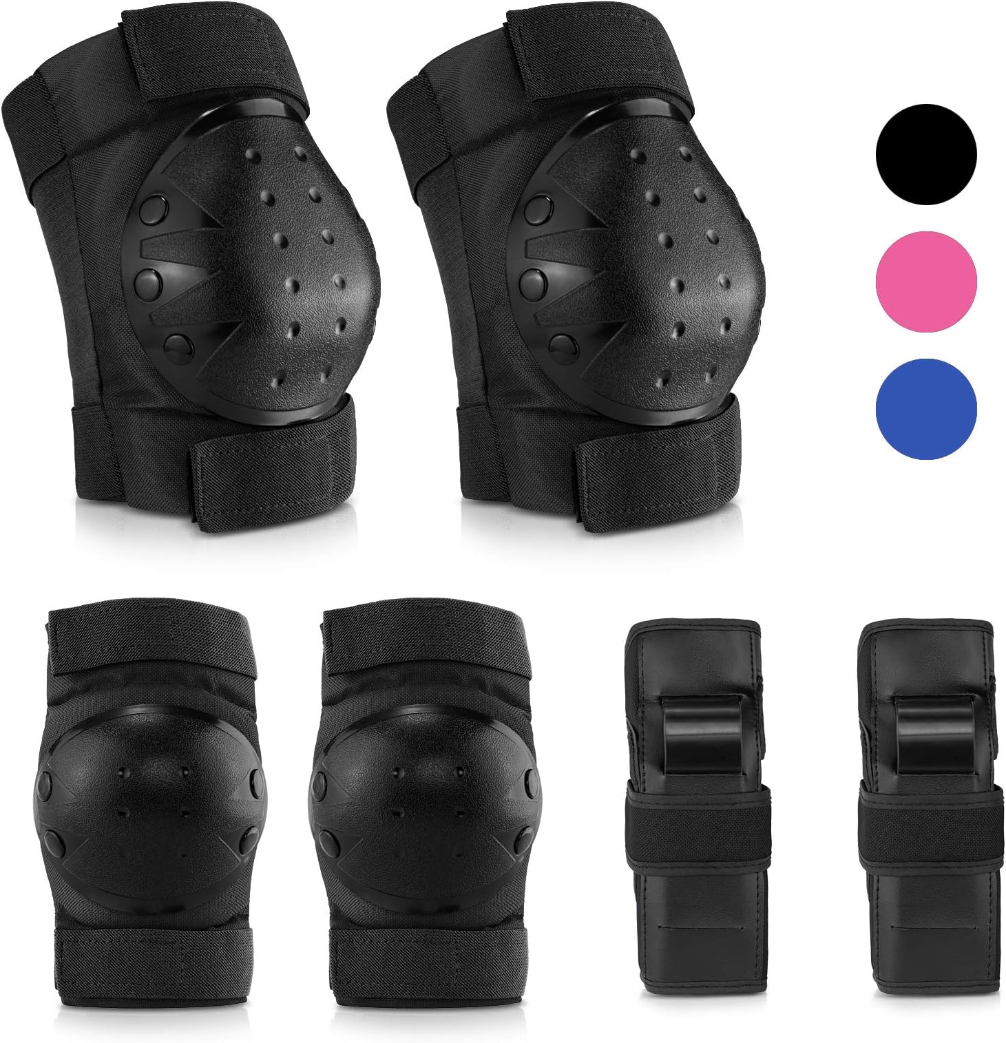 IPSXP Knee Pads Set, Protective Gear for Kid Children Teenager Adult with Knee Elbow Wrist Pads for Rollerblading, Skating, Skateboard, Scooter, Biking, Cycling (M/L)