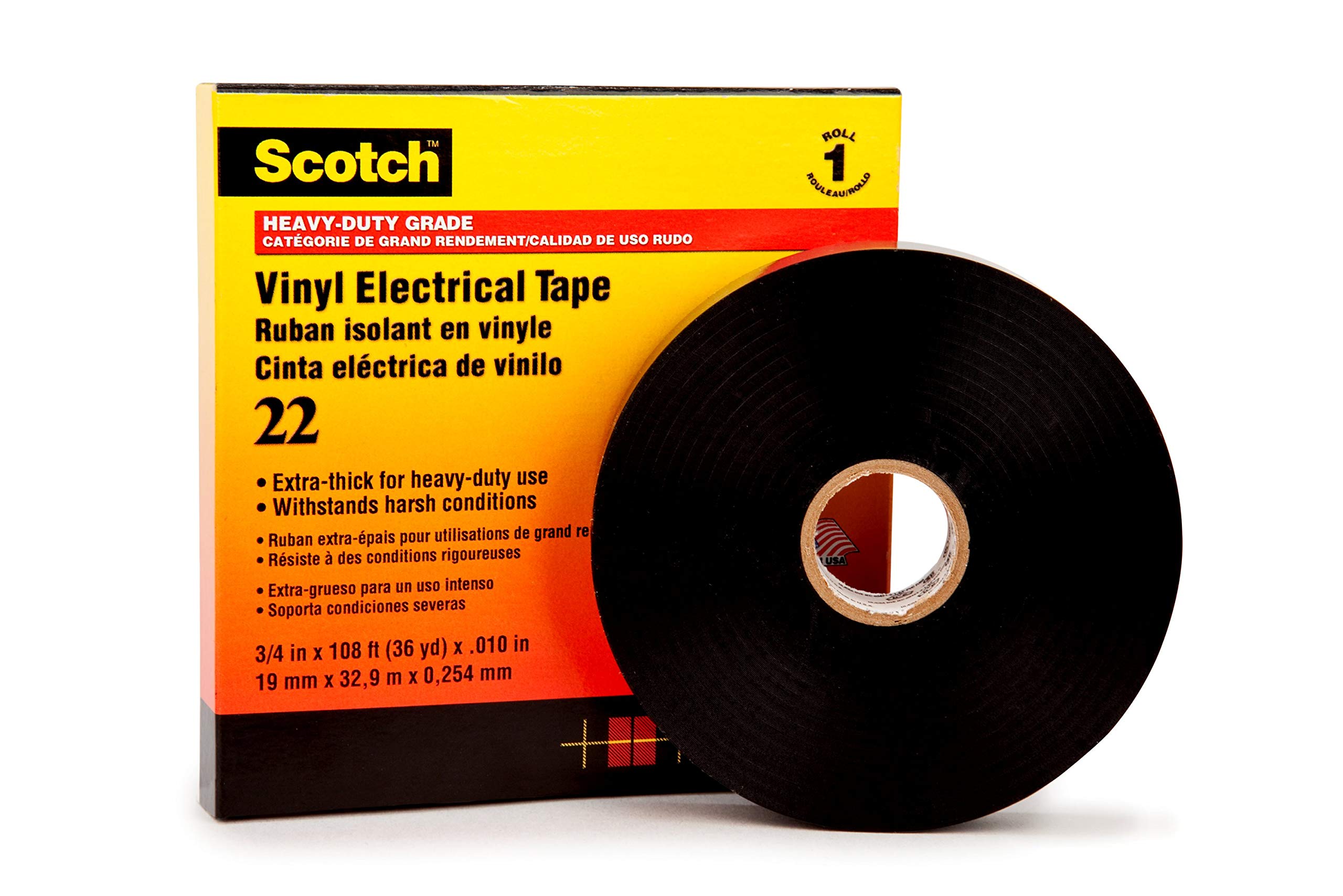 Scotch Vinyl Electrical Tape 22, 1/2 in x 36 yds, Black, 2 rolls — image 1
