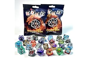 HAOMEJA 14pcs Mystery DND Resin Dice Set – Random Polyhedral Dice for D&D, RPG, MTG – Unique Collectible Tabletop Game Accessories Party Fun – Halloween Christmas Gaming Gift